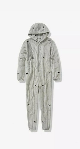 NEU IN VERPACKUNG VICTORIA'S SECRET PINK TEDDY SCHLAF EINTEILER M/L GLACIER GREY MIT HUNDEN - Bild 1 von 4