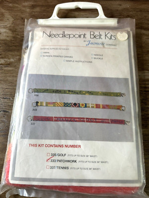 Vintage 1970's NEW  Needlepoint Belt Kit, Jacmore, Patchwork design,original pkg