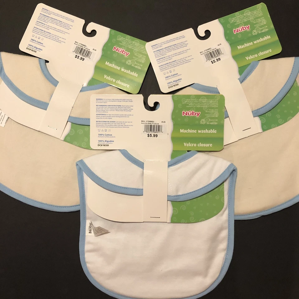 Nuby Doggie Bib Bundle Of 3 Baby Bibs 100% Cotton New A1-1 - Image 2 of 4