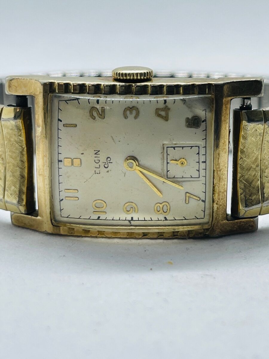 Vintage 1950's Elgin Manual Wind Tank Style Watch 10K Gold Vintage 1950's Elgin Manual Wind Tank Style Watch 10K Gold