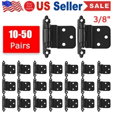 Lot Black Hinge 3/8" Kitchen Door Cabinet Hinges Self Closing Inset Face Mount