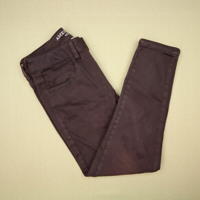 American Eagle Hi Rise Jegging Crop Jeans Women's Size 4 Maroon Super Stretch 