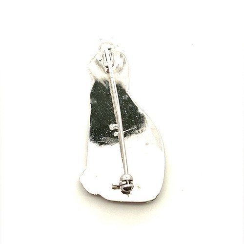 Spilla gatto seduto in argento sterling artigianale design felino modernista - Foto 2 di 7