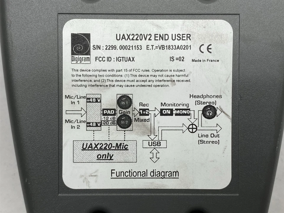 Digigram UAX220v2 USB Digital Audio Computer Recording Interface Balanced XLR - Image 4 of 4
