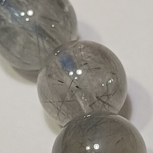 8 mm, Natural Gray Blue Rutilated Quartz ,Grade AA ,7-in Strand,23 beads - Picture 11 of 24