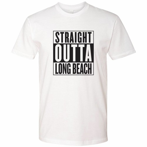 T-shirt maglietta Straight Outta Long Beach Nerdy divertente S/S LB LBC CSULB LBCC City - Foto 2 di 4