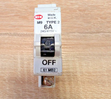 MEM 61MB2 MCB Type B 6 Amp M9 Single Pole 6A Memshield  61MB 2T061 T61B BILL