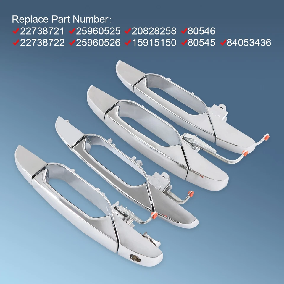 4x Chrome Door Handles Left&Right For GMC Chevy Tahoe Yukon Sierra Denali 07-13 - Image 3 of 4
