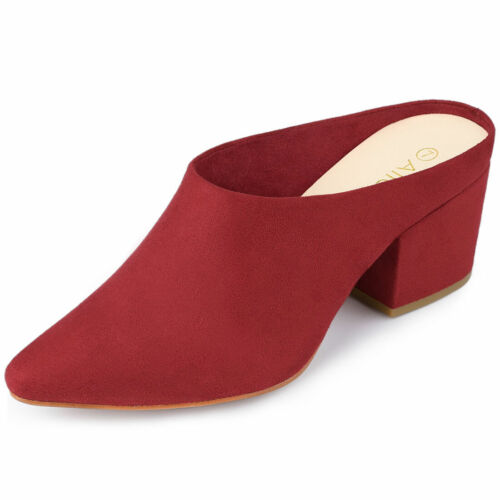Allegra K Women's Pointed Toe Slip On Block Heel Slide Mules | eBay