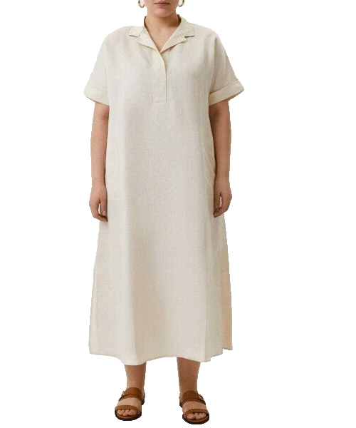 🌟MARINA RINALDI Linen dress with lapels PLUS size MR 31_ US - Main Image