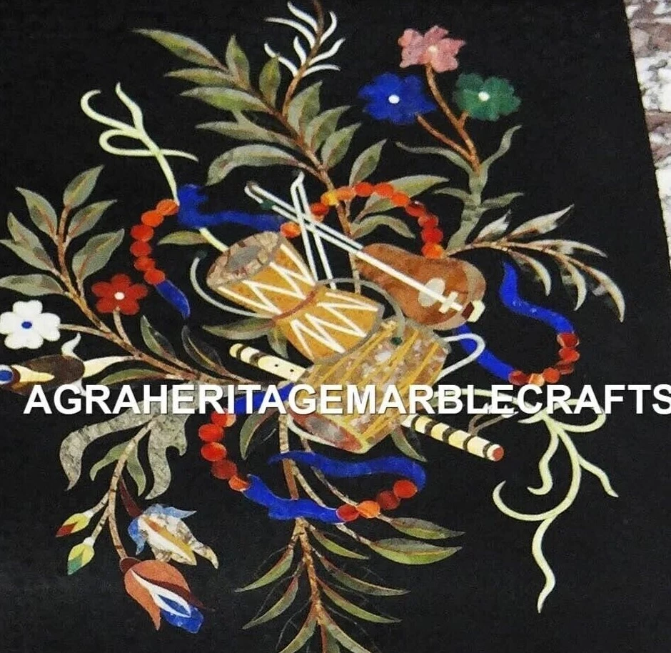 Marble Coffee Center Table Top Rare Floral Marquetry Inlaid Hallway Decor H2978 - Image 2 of 4