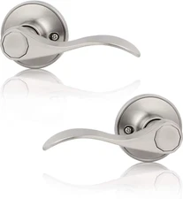 Probrico 4 Pack Brushed Satin Nickel Dummy Door Lever Wave Style Door Handles Ri