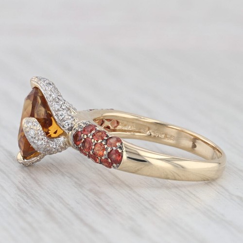 4.82ctw Citrine Lab Created Sapphire Diamond Ring 14k Yellow Gold Size 8.25 - Picture 3 of 10