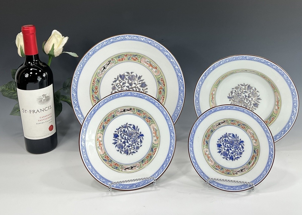 Puiforcat 4 Piece Set “KAN SOU” Pattern Plates Limoges Made In