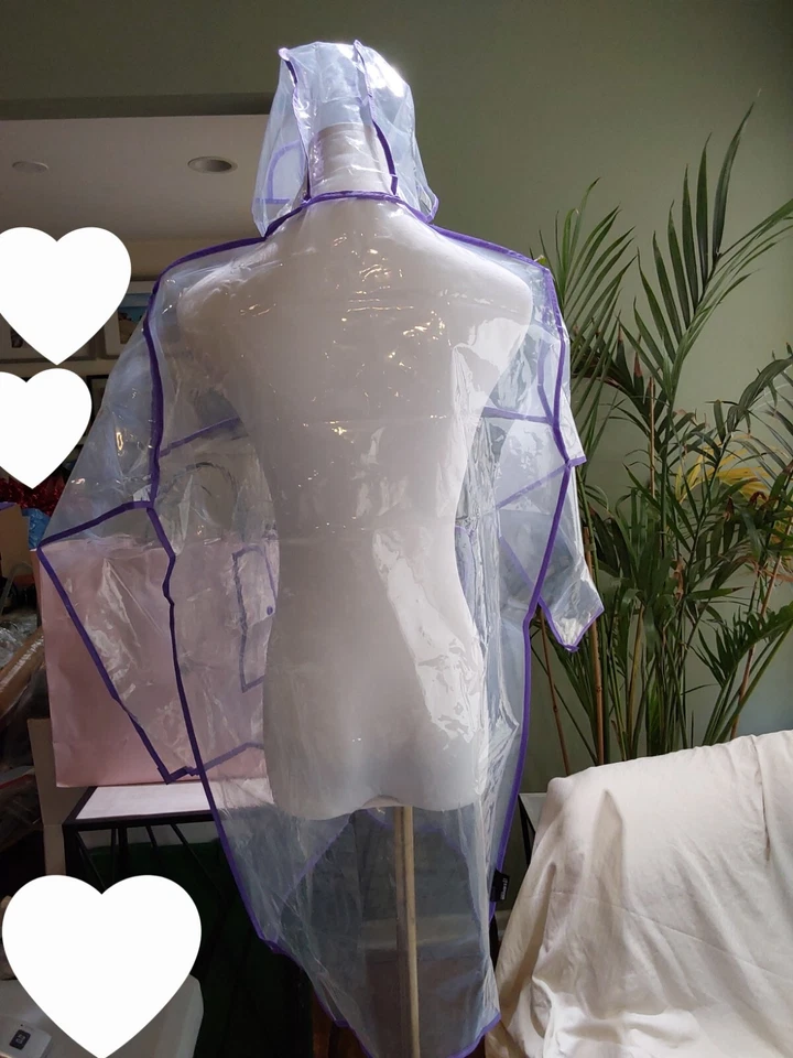 Anna Sui Women's Clear Designer Logo Hooded With Brim Raincoat Jacket Poncho S M - Image 2 of 4