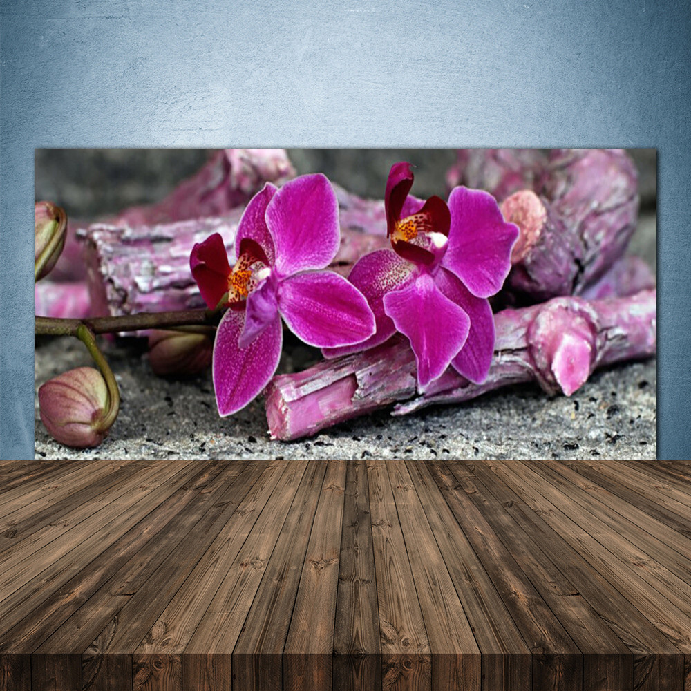 Crédence en verre 140x70 cm floral pour illuminer votre cuisine rustique en bois