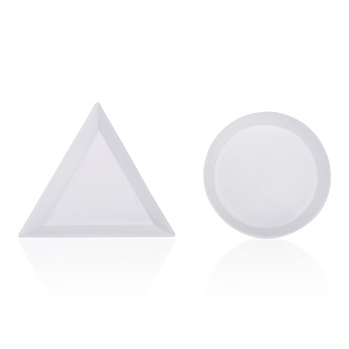 10 pezzi piatto piatto tondo triangolo plastica strass nail art strumenti manicure - Foto 3 di 11