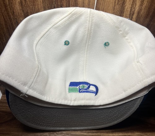 Cappello berretto vintage AANCO NFL Seattle Seahawks doppio logo aderente - Taglia: 7 3/8 NOS - Foto 7 di 10
