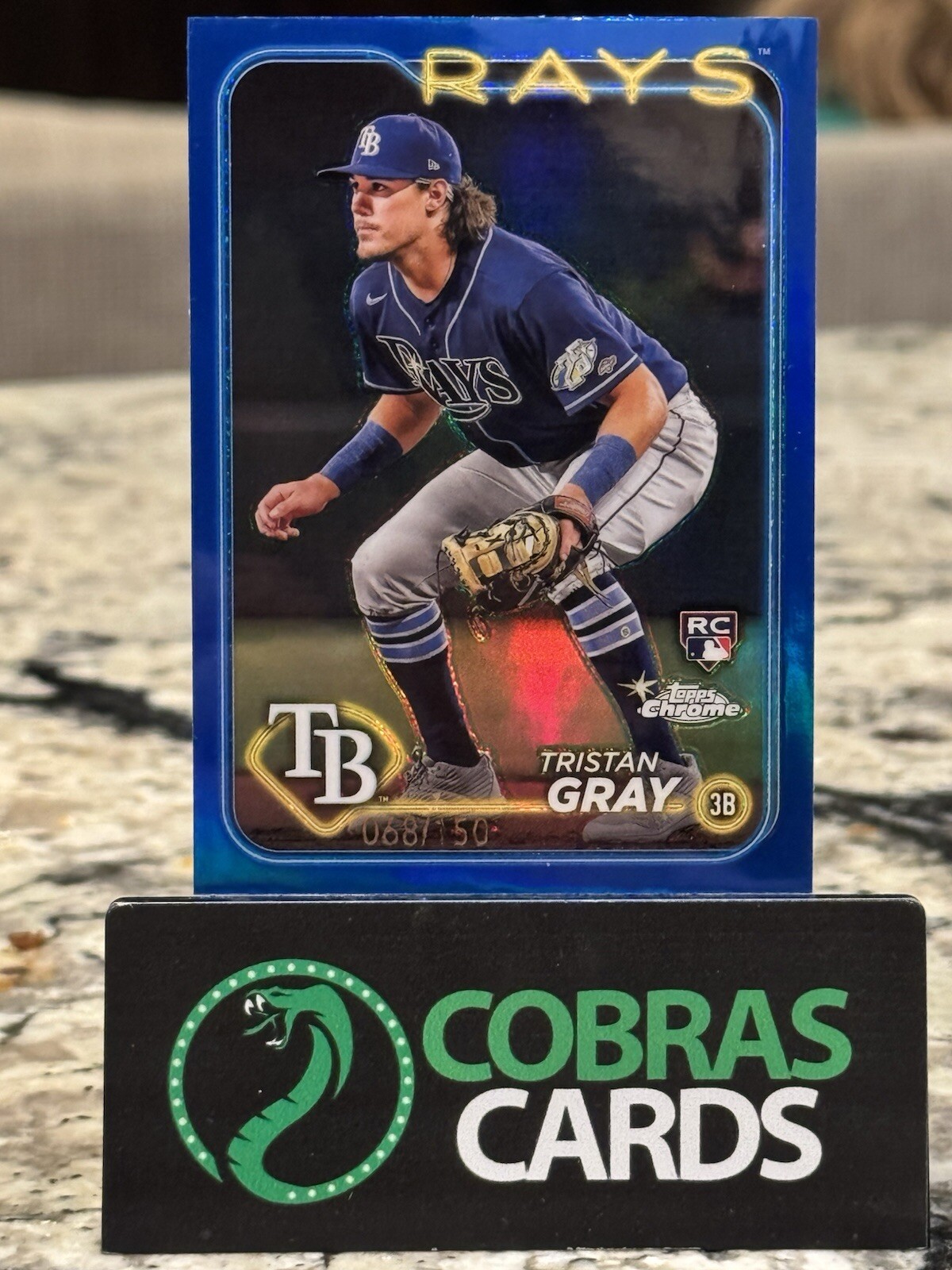 2024 Topps Chrome Tristan Gray BLUE REFRACTOR RC ROOKIE /150 #8 Rays TB