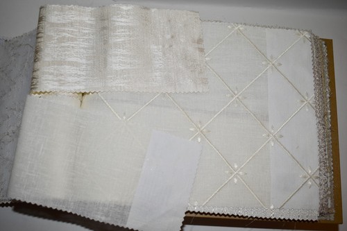 FABRIC SAMPLE BOOK Beige Cream IVORY White HARVEST 49pcs LOT Weaves Embroidery - Picture 11 of 17