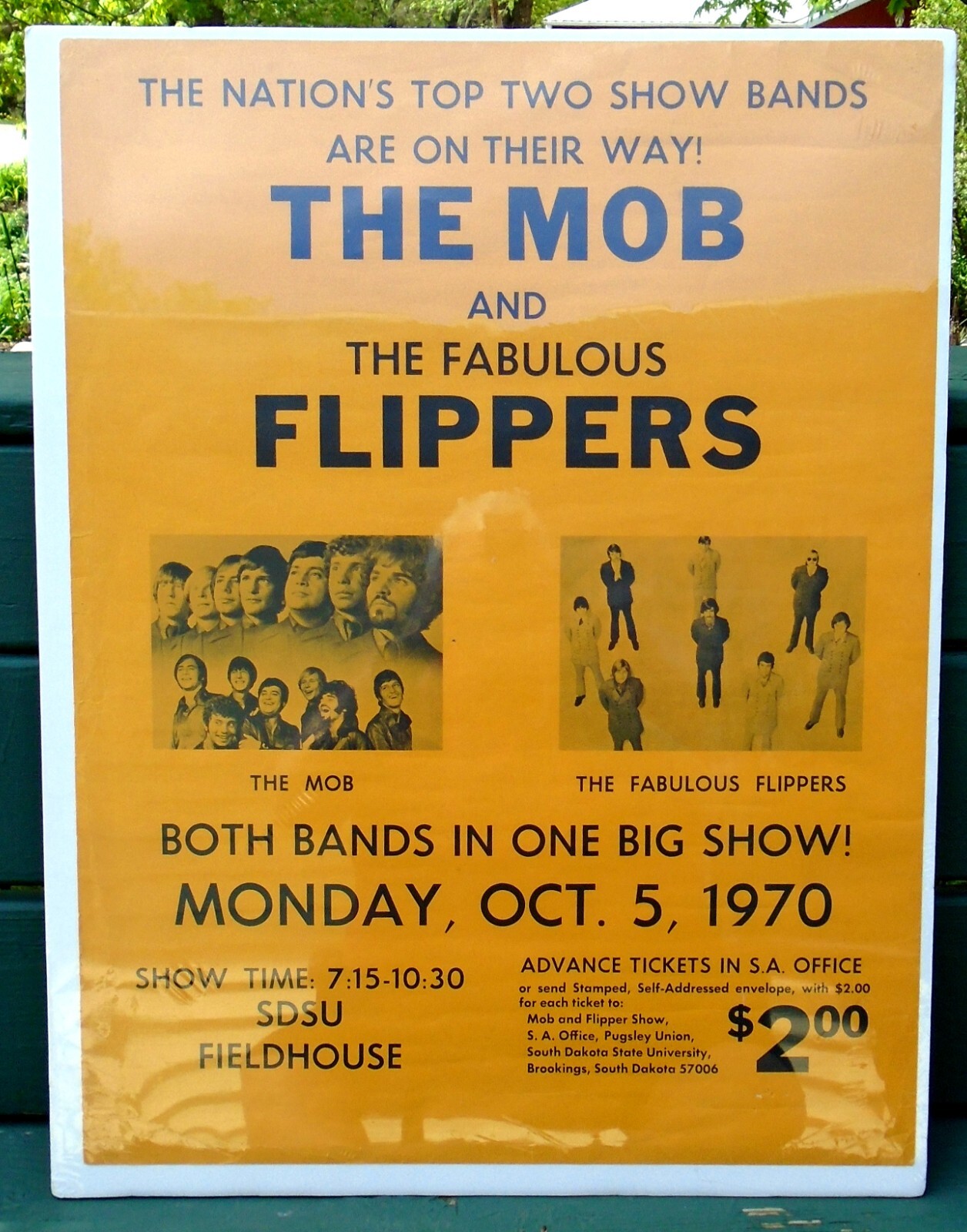 FABULOUS FLIPPERS & THE MOB SHOW POSTER1970 VG+ BEST SHOW & HORN BANDS