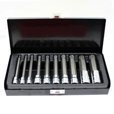 10pc XZN Triple Square Long Spline Socket Bit 1/4" 3/8" 1/2" Tamper Proof MM