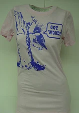 Womens Juniors David & Goliath Got Wood? MMMM Good! Pink Vintage Tee T-Shirt