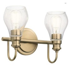 Kichler 2-Lamp Vanity Light in Classic Bronze 45391CLZ, Clear Seeded Glass E26