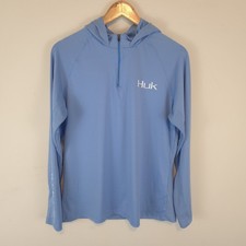 HUK Women's Icon Performance Hoodie Blue UPF 50 Fishing Cooling Size L