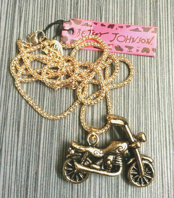 Betsey Johnson Motorcycle Pendant on a Gold Chain Necklace New Item Perfect Gift