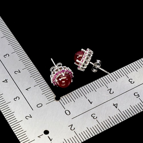 Orecchini Argento Sterling 925 Rotondo Rubino 6mm Gemma Naturale Gioielli