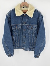 Vintage Levi's Sherpa Fur Lined Denim Jean Trucker Jacket Blue Men s Medium EUC