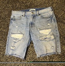 PacSun Light Wash Blue Skinny Distressed Denim Shorts 32