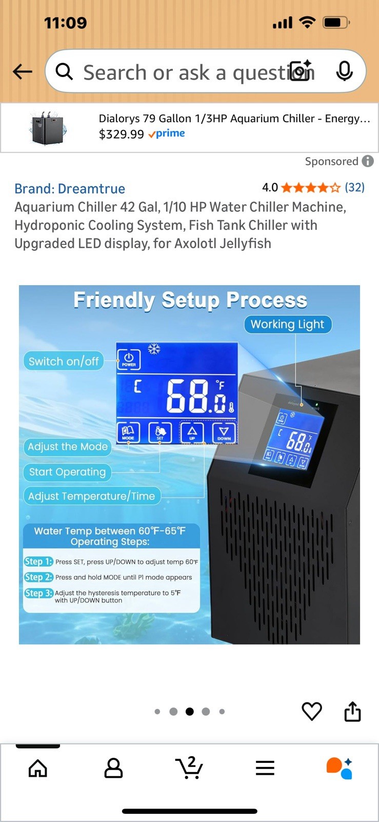 Aquarium Chiller 42gal 1/10hp Quiet Design for Fish Tank