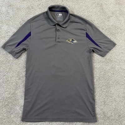Baltimore Ravens Gray Polo Shirt M NFL Team Apparel TX3 Cool Short Sleeve