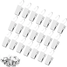 JANYUN 120 Pack White Clip Hook Set Curtain Clips for Picture 