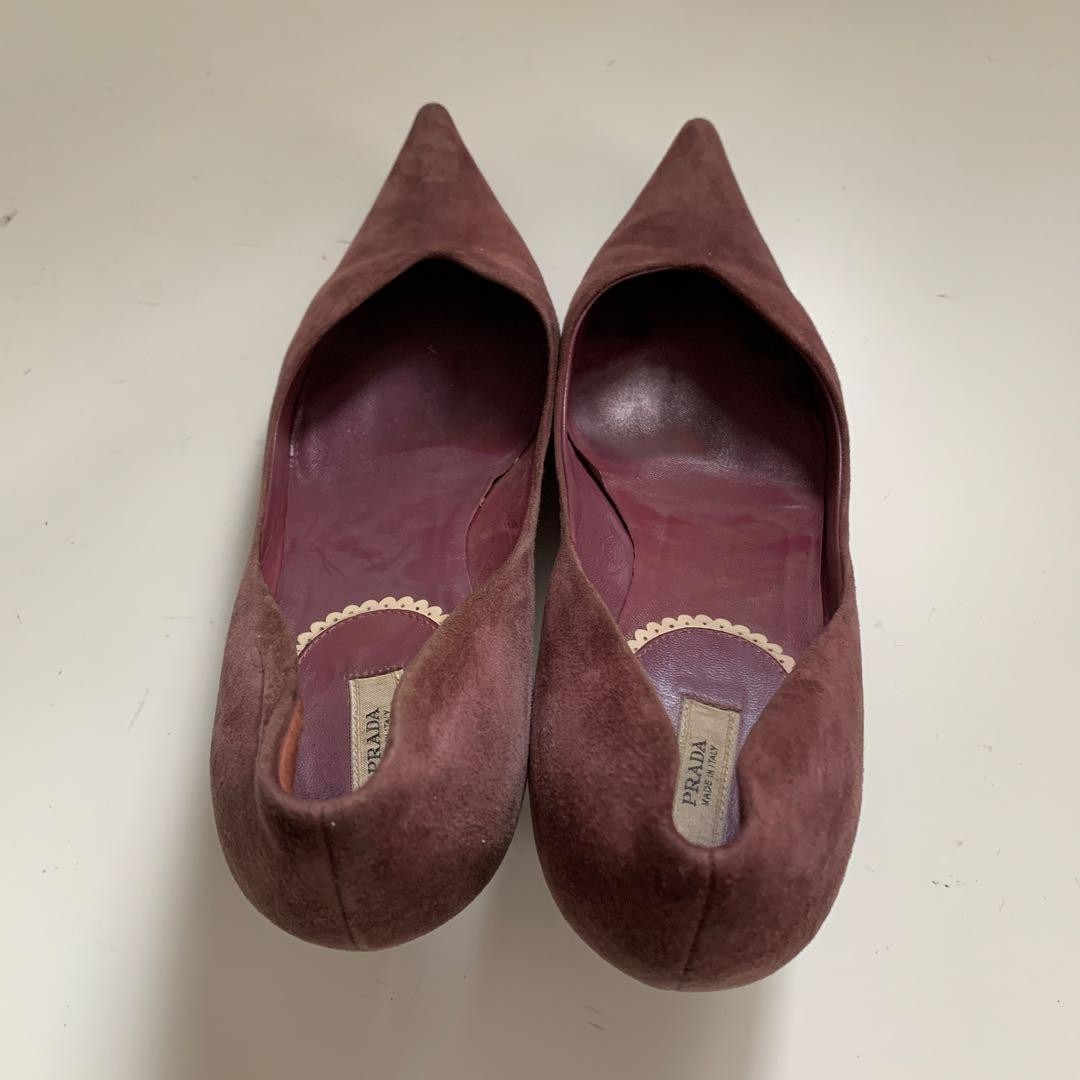 PRADA Women's Heel Pumps Size:37/JP:23 Suede Purple From Japan 135151K Authentic thumbnail 6