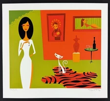 Virgo SHAG PRINT Modest and Meticulous Serigraph Signed 2003 Josh Agle Mint!