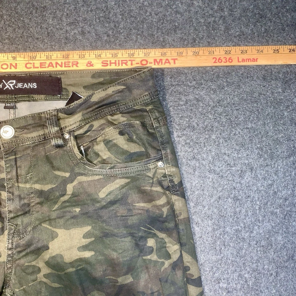 Xray Jeans 36x30 Camo Green Slim Fit Moto Biker Pants Stretch Camouflage Denim - Image 2 of 4