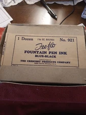 12 Vintage Fre-Flo Bottle Fountain Pen Ink Blue black  9 bottles are full
