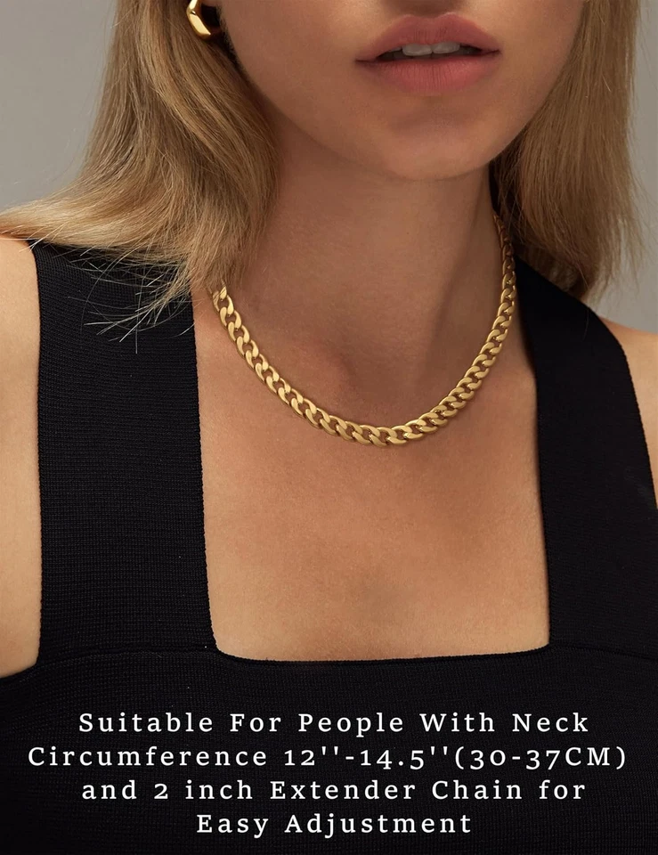 Colar de corrente feminino dourado robusto folheado a ouro 14K/folhado a prata - Imagem 2 de 4