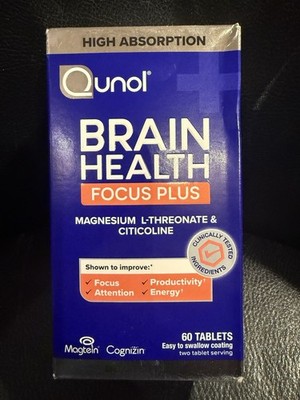 Qunol Brain Health Focus Plus Magnesium L-Threonate & Citicoline 60 exp02/2027 G