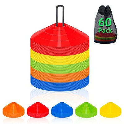 CLEAN PIONEER 60 Pack Agility Soccer Cones with Portable Bags & Brackets