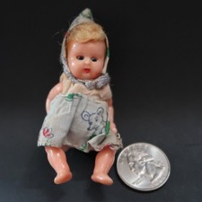 Vintage Dollhouse Miniature Baby Doll Jointed 1950s Made In Italy Original Dress