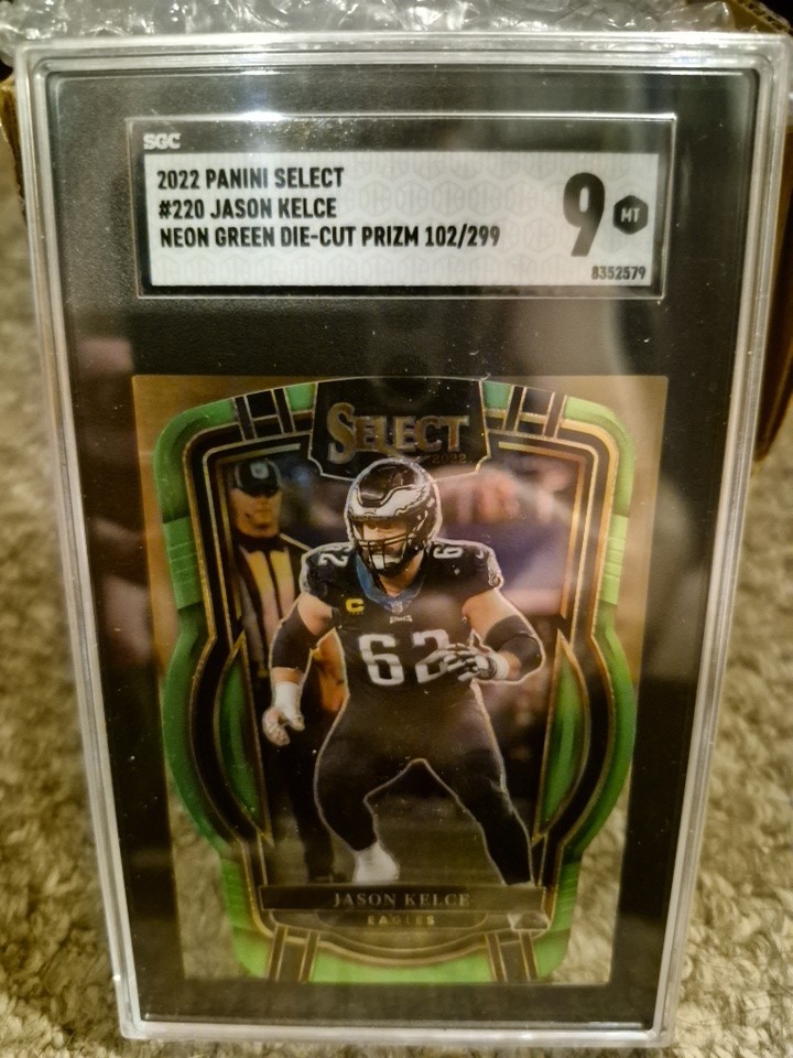 2022 Select - Club Level Jason Kelce #220 Neon Green Prizm Die-Cut 102 /299