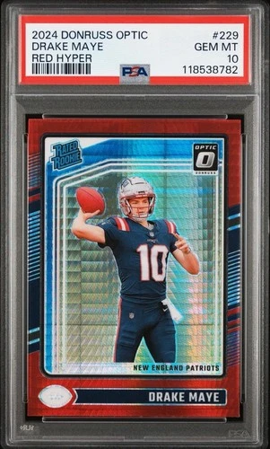 2024 Donruss Optic Rated Rookie Drake Maye Red Hyper Prizm PSA 10 #229