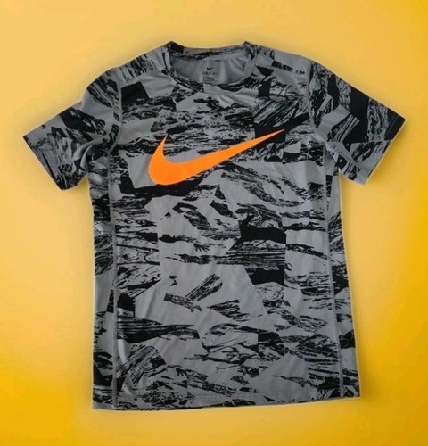 Nike Boy's Dri-Fit Gray/Black Short Sleeve Compression Fitted Active Tee! XL