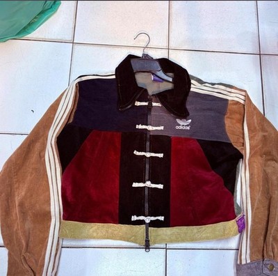  Vintage Adidas Jacket Custom Patchwork Corduroy 1-of-1 Upcycled Y2K Streetwear