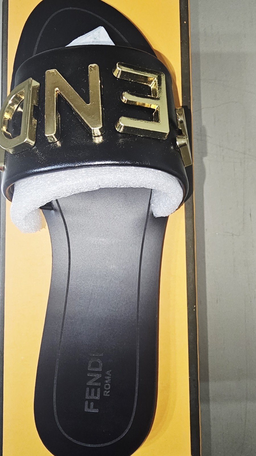 Fendi Vitello Womens  Slide Sandals. Black color Size 9 thumbnail 2