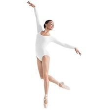 Bloch Dance Women's Lepsi Microlux Long Sleeve Leotard, White, Medium